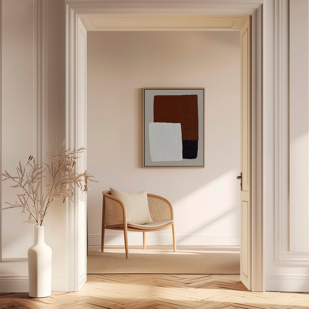 Minimalistisches Design mit braunen und weißen Blöcken