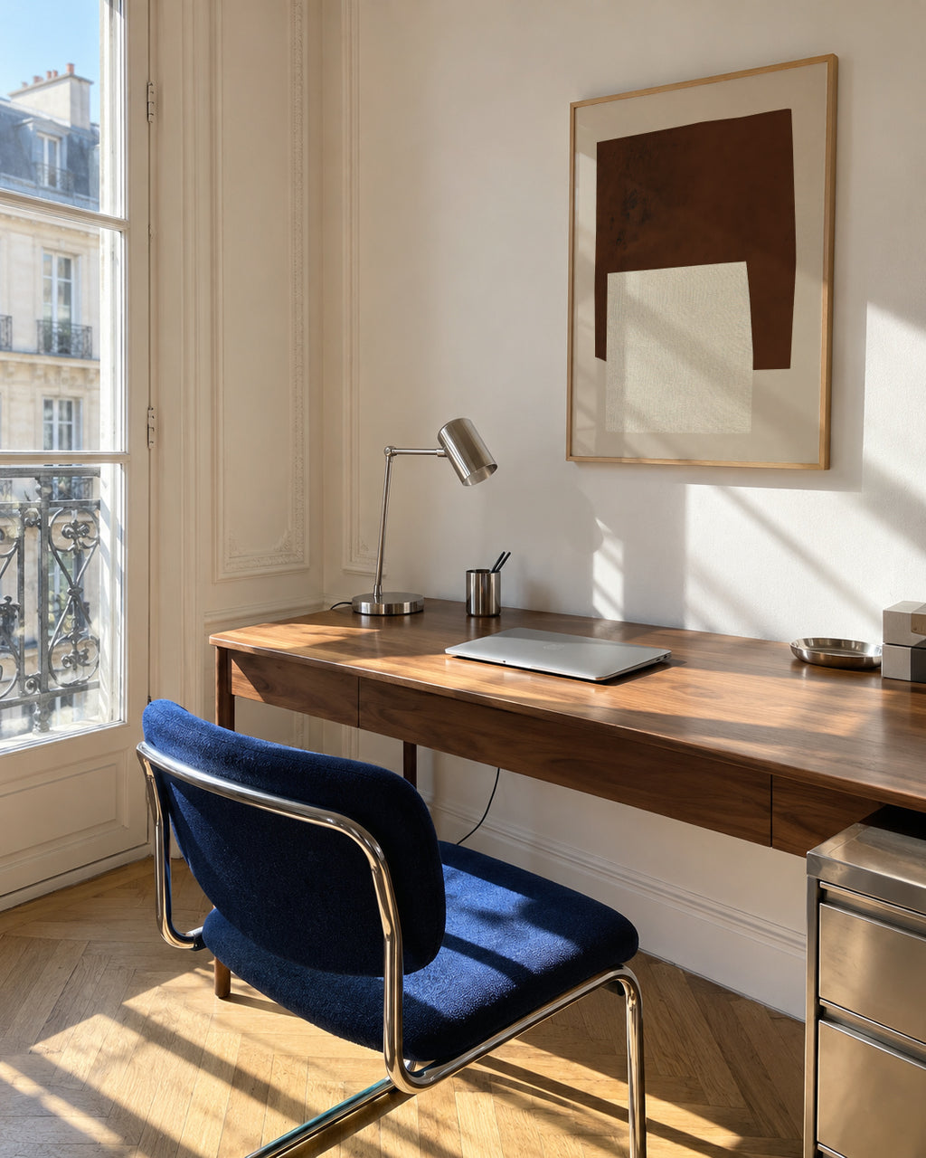 Brown Horizon - Framed poster in an interior