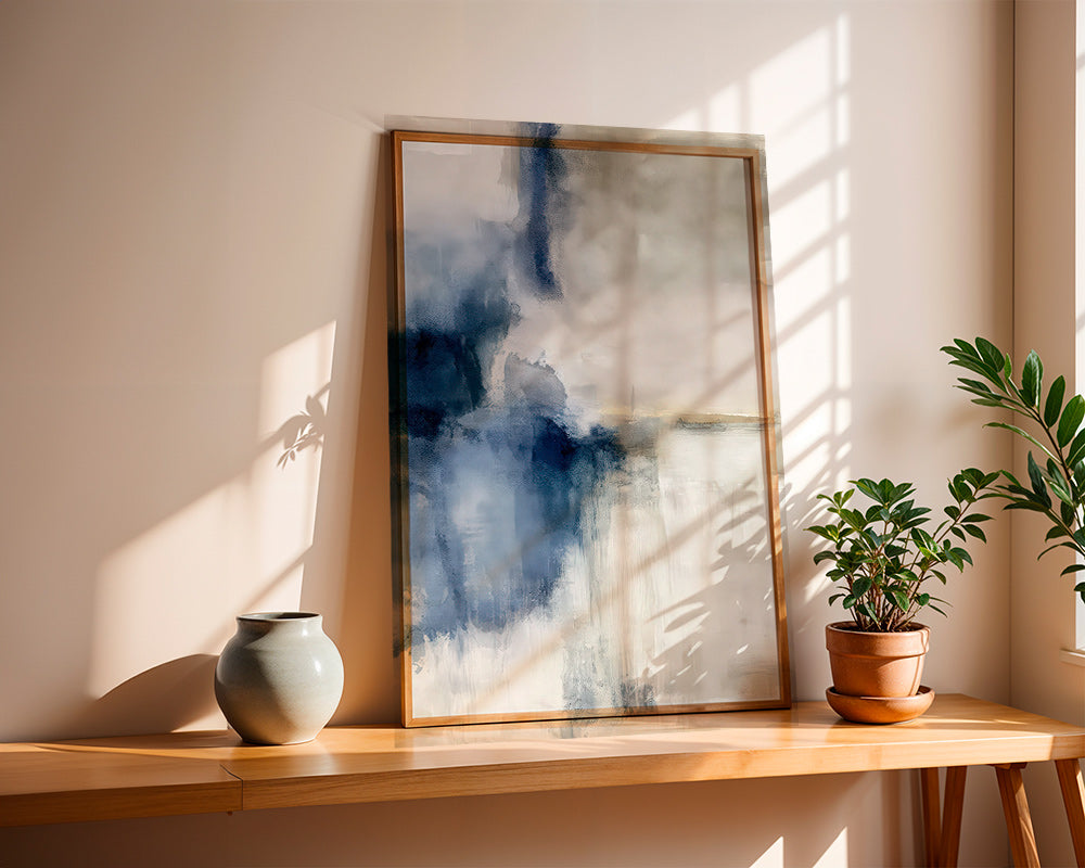 Abstraktes Bild Blaue Nebel