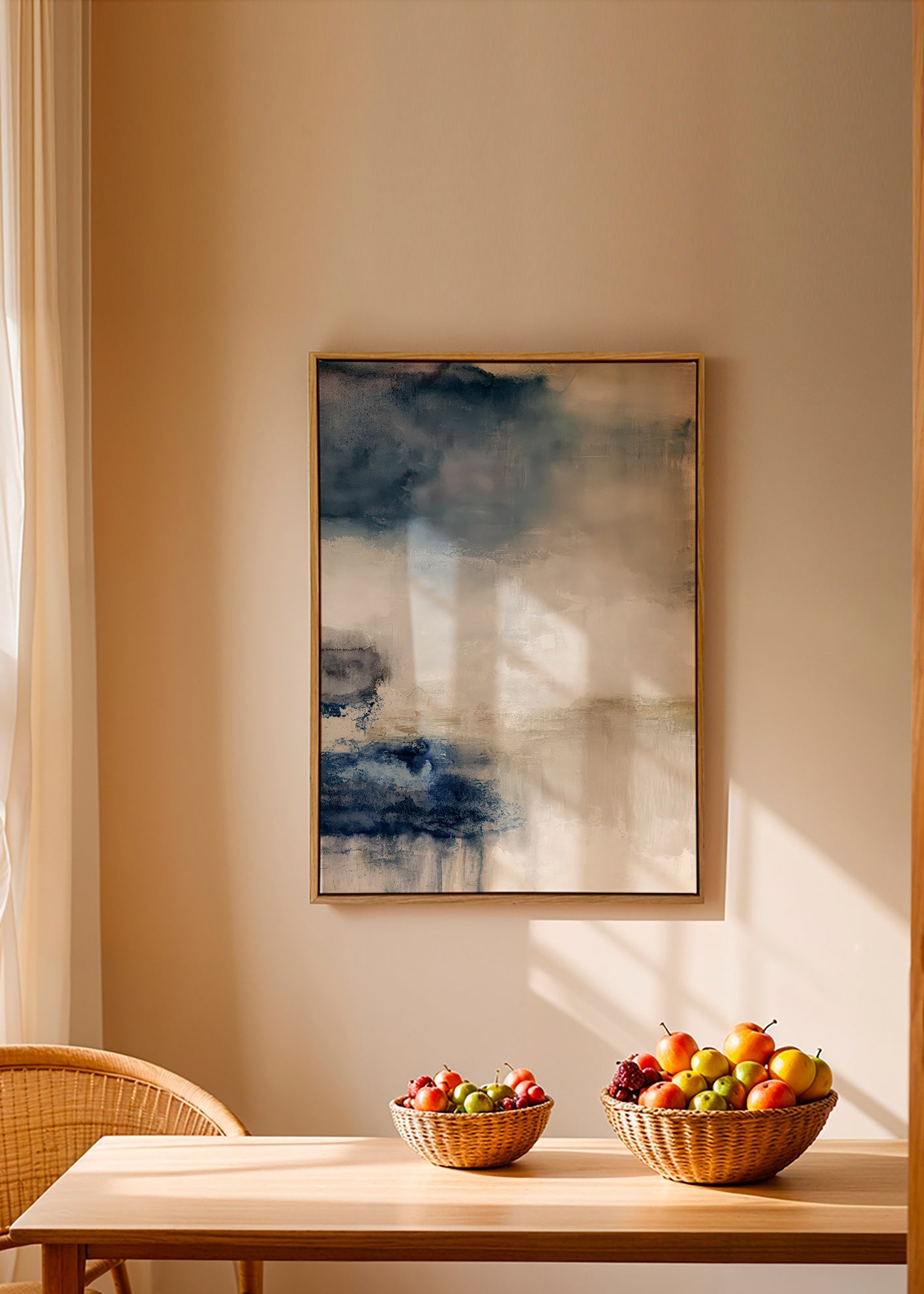Abstraktes Bild in Blau und Beige