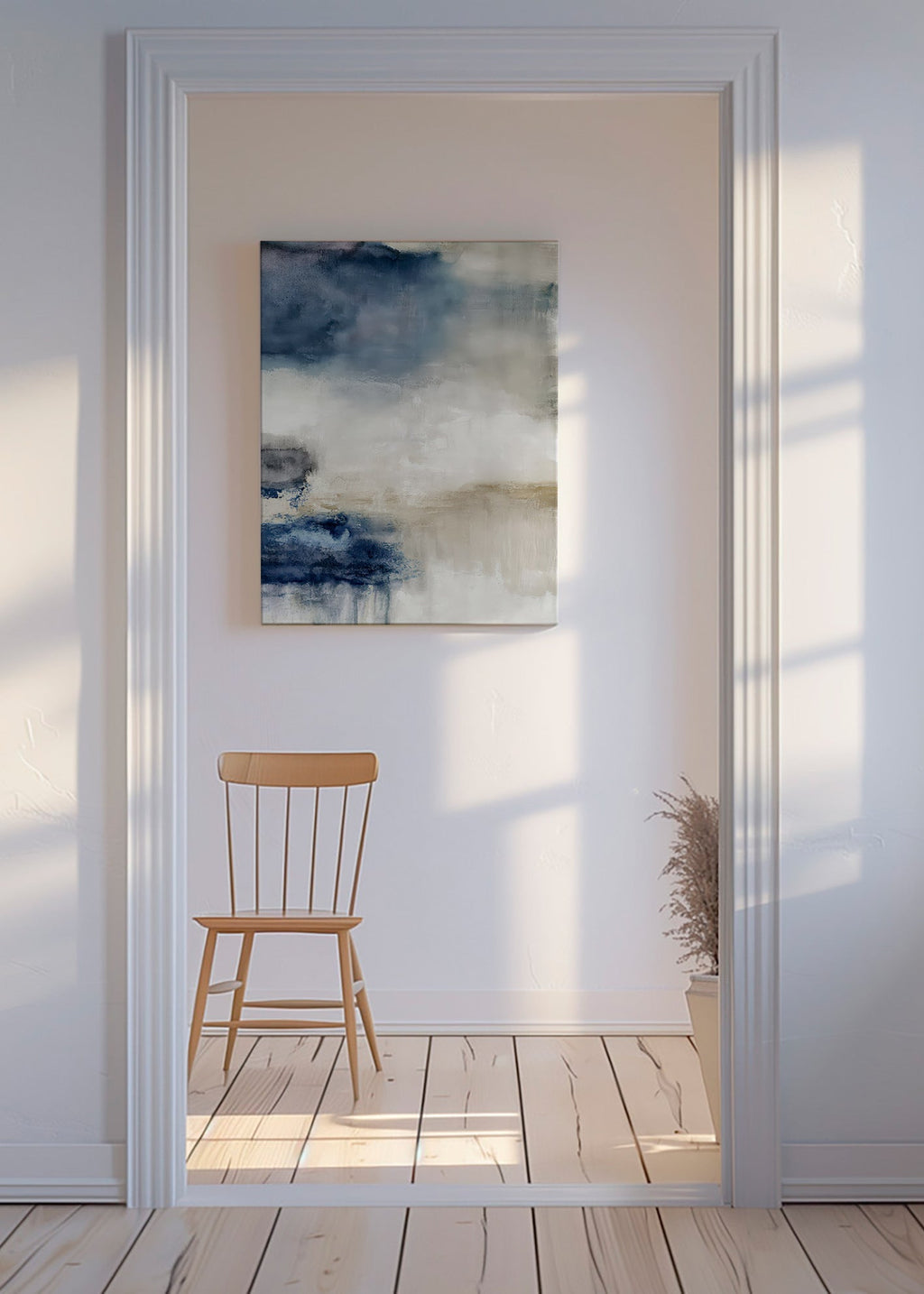 Abstraktes Bild in Blau und Beige