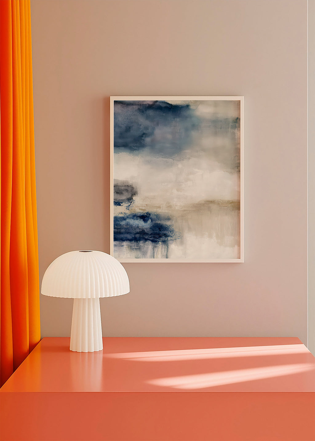 Abstraktes Bild in Blau und Beige