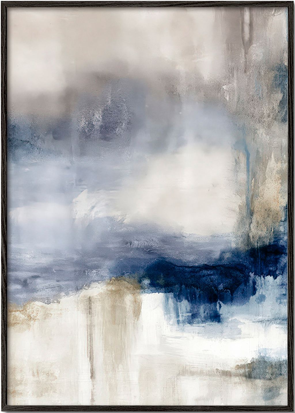 Abstraktes Bild in Blau und Beige mit sanfter Textur