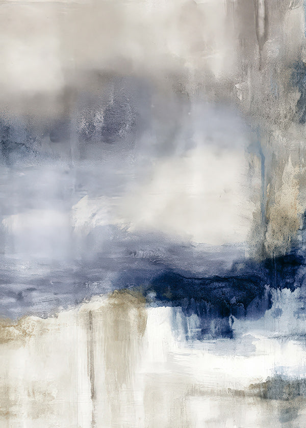 Abstraktes Bild in Blau und Beige mit sanfter Textur