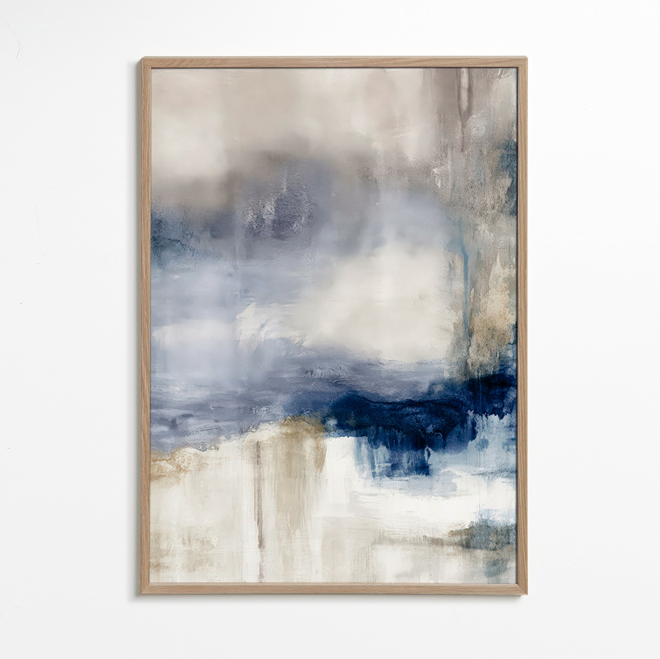 Abstraktes Bild in Blau und Beige mit sanfter Textur