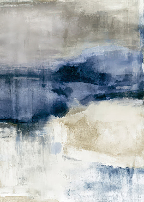 Abstraktes Bild mit Winternebel und blauen Flächen