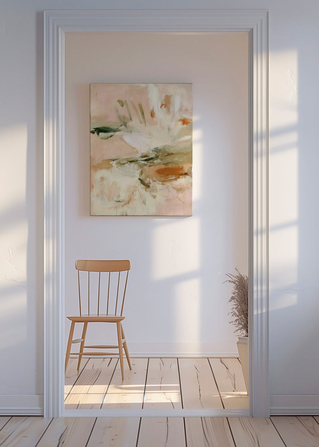 Botanischer Druck: abstrakte Studie in Rosa und Beige