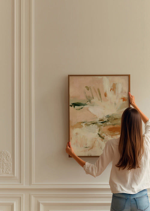 Botanischer Druck: abstrakte Studie in Rosa und Beige