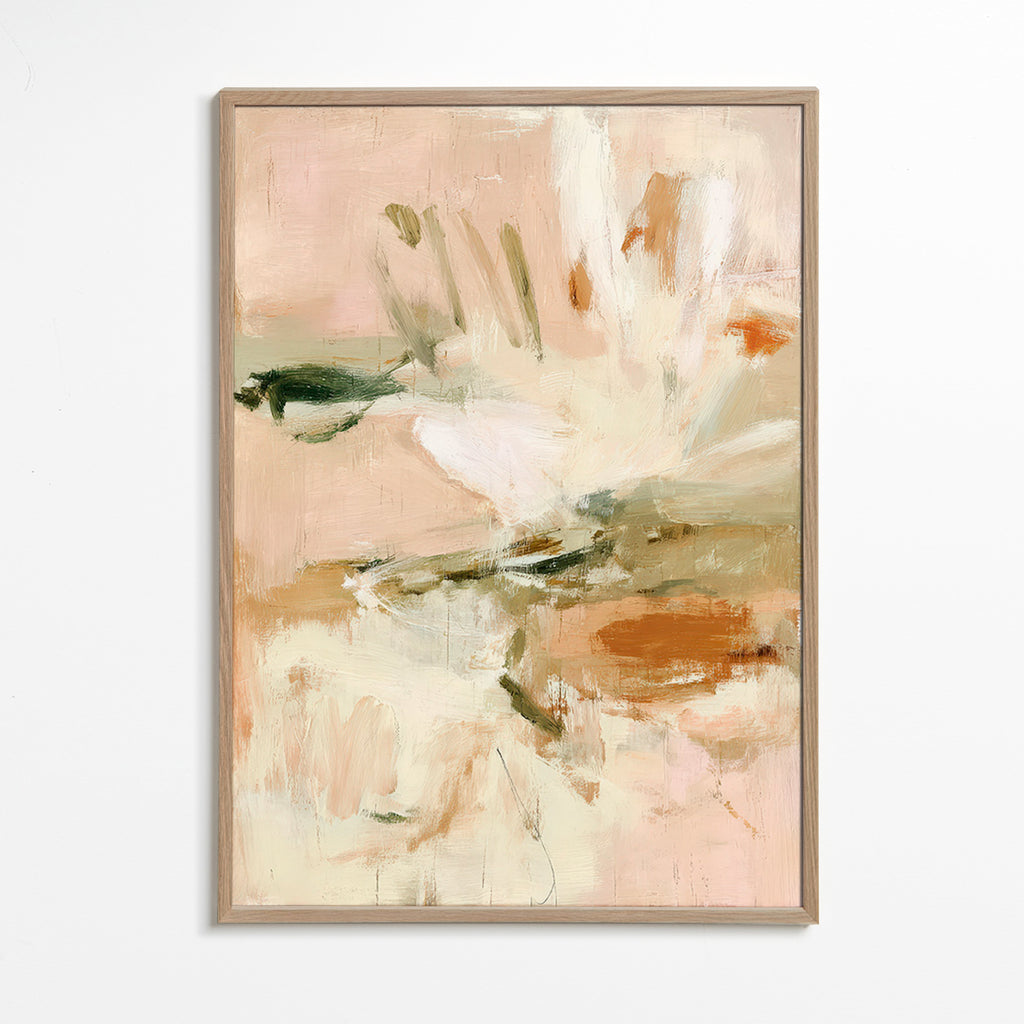 Botanischer Druck: abstrakte Studie in Rosa und Beige