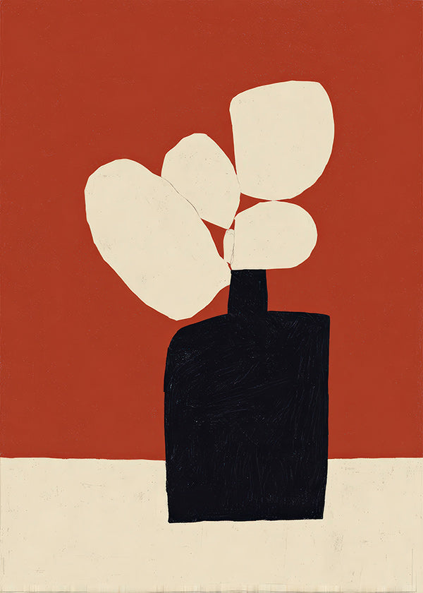 Botanischer Druck mit schwarzer Vase