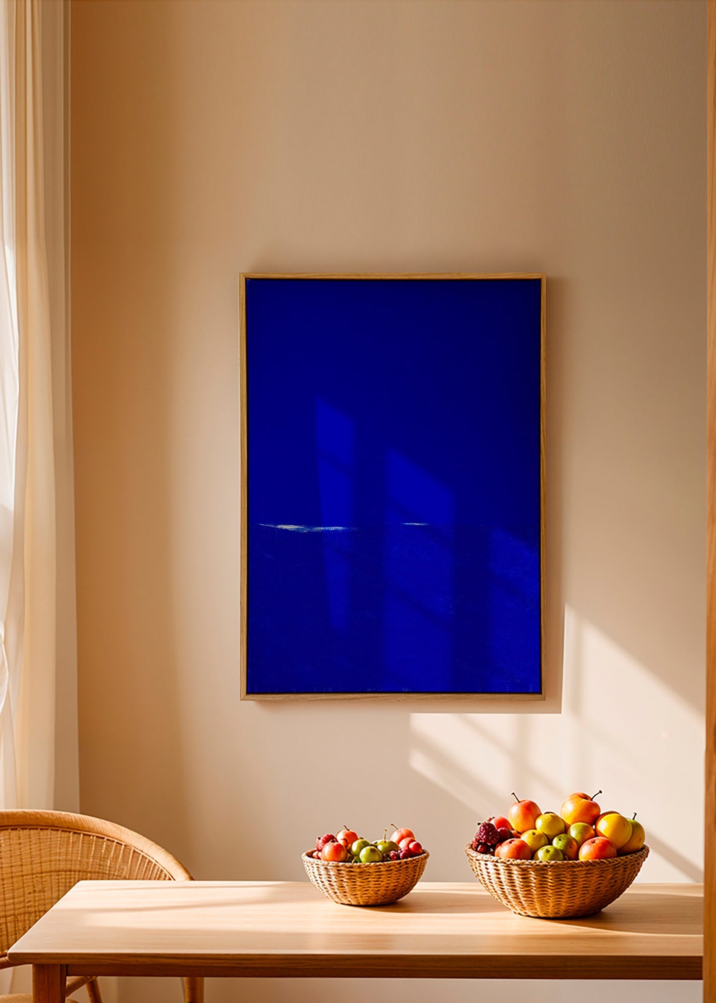 Blaues abstraktes Bild mit feinem Horizont