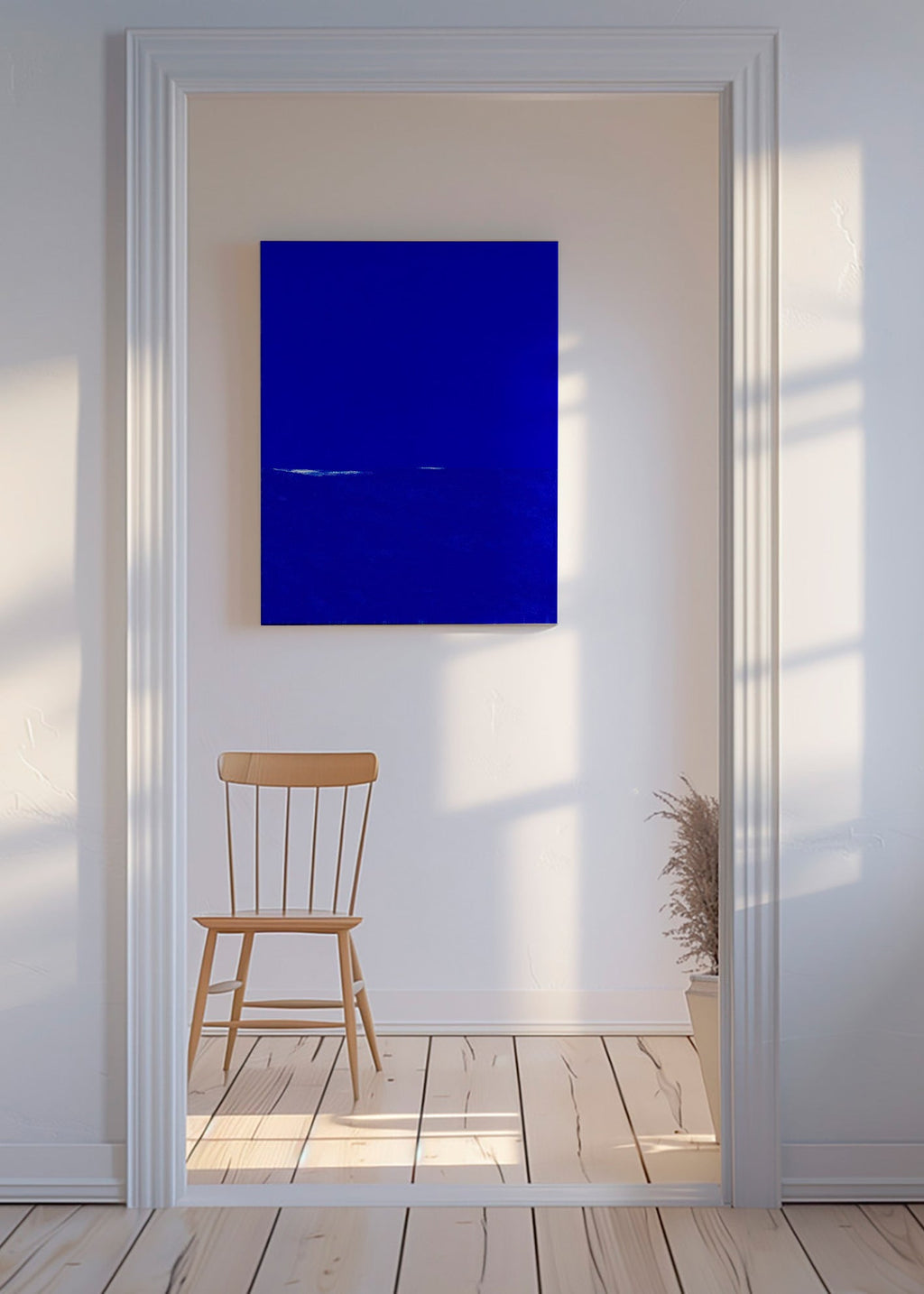 Blaues abstraktes Bild mit feinem Horizont