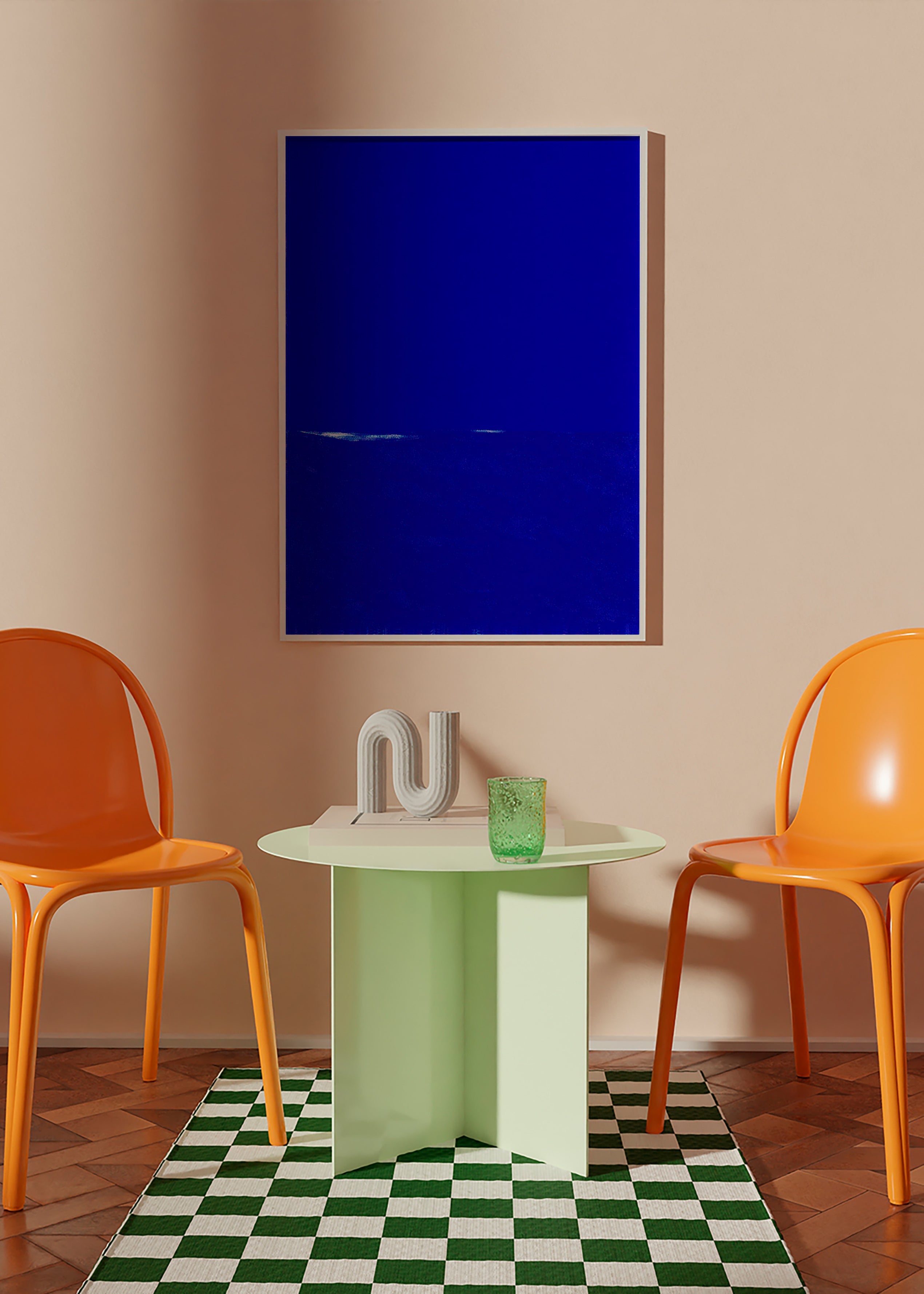 Blaues abstraktes Bild mit feinem Horizont