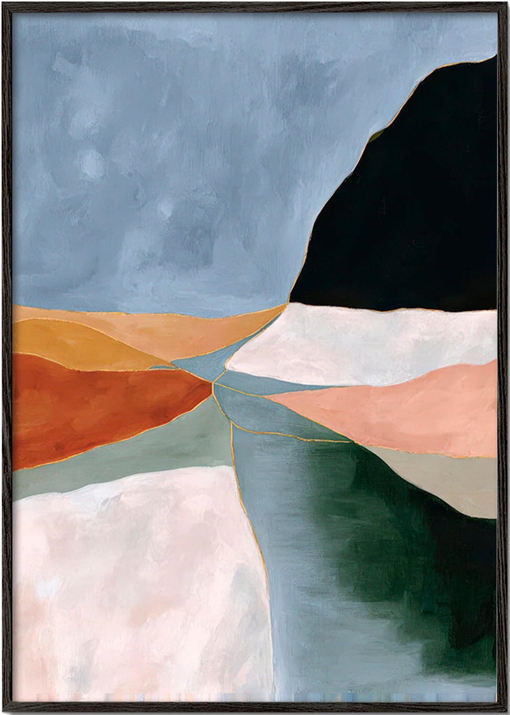 Landschaftskunst mit Tal und Fluss in Erdtonen