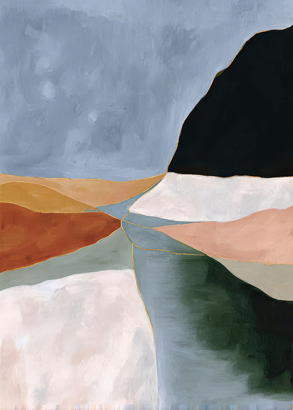 Landschaftskunst mit Tal und Fluss in Erdtonen