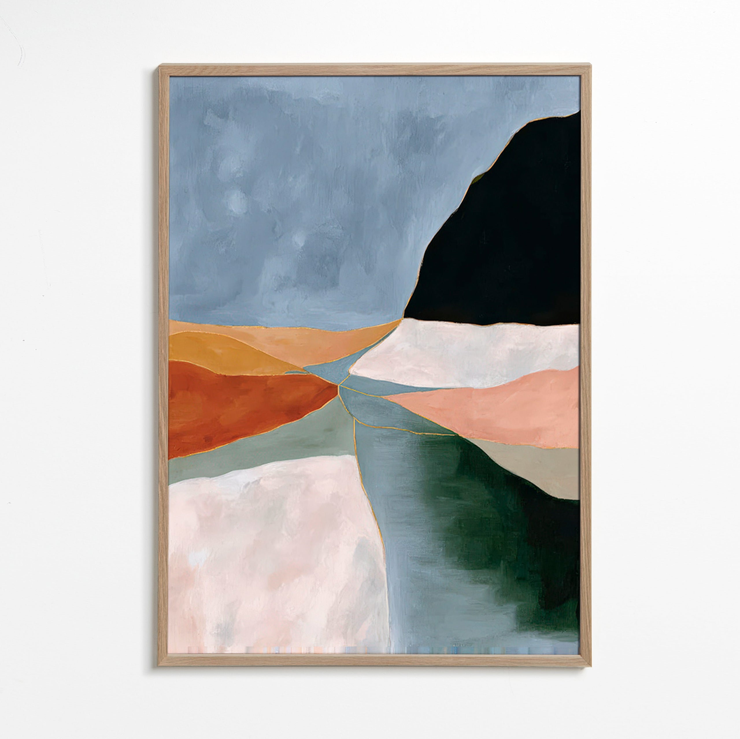 Landschaftskunst mit Tal und Fluss in Erdtonen