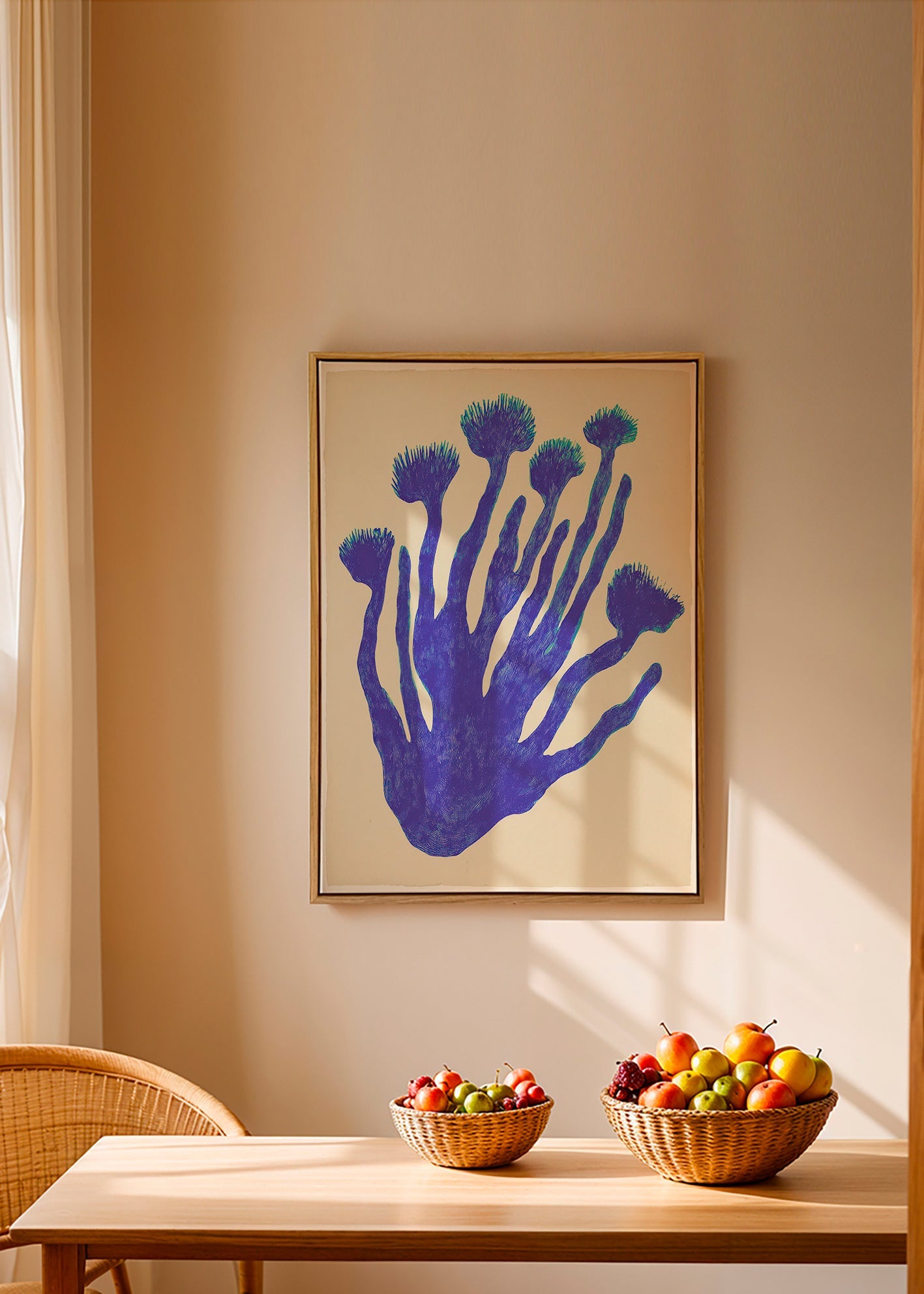 Botanischer Druck Indigo Coral