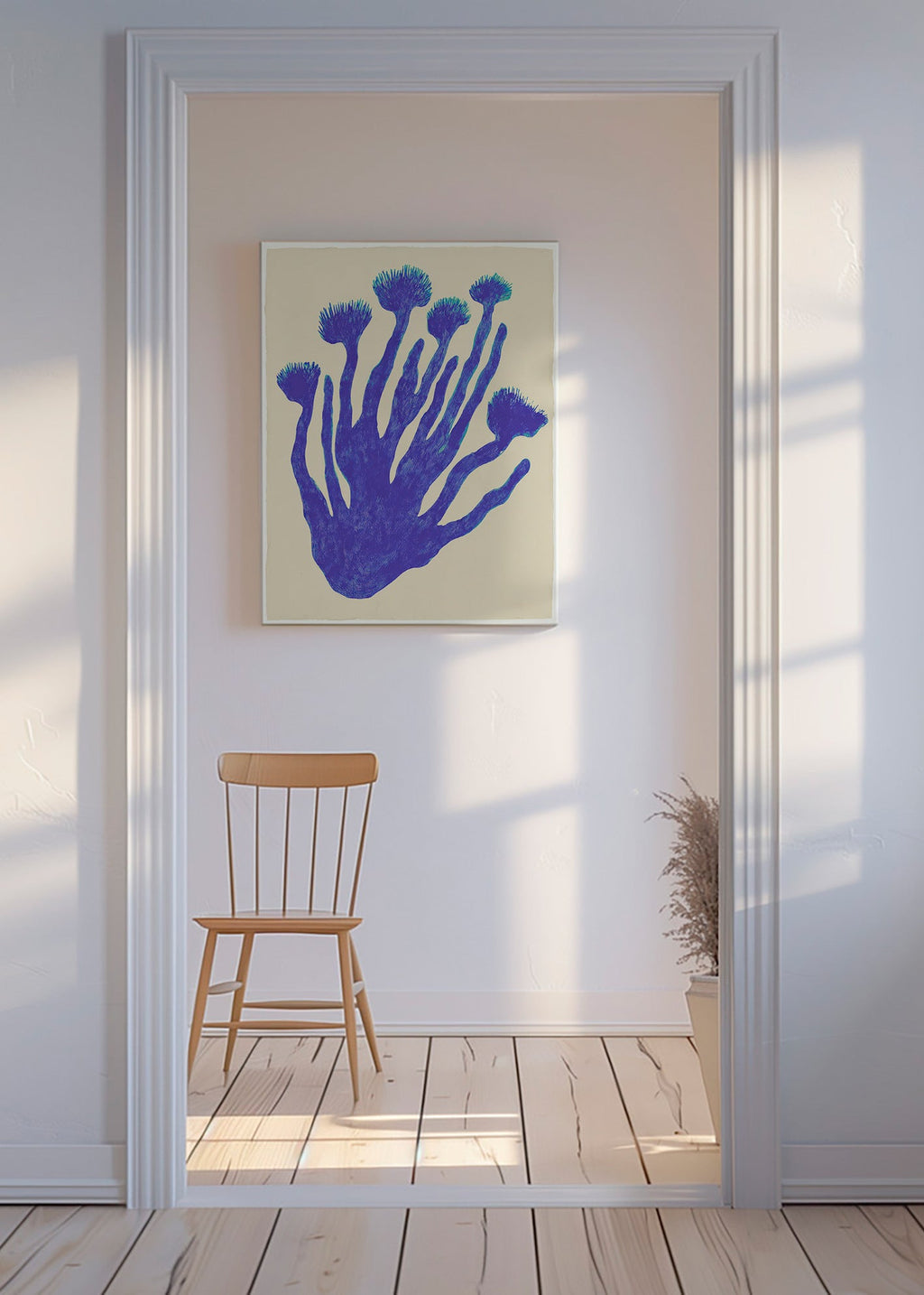 Botanischer Druck Indigo Coral