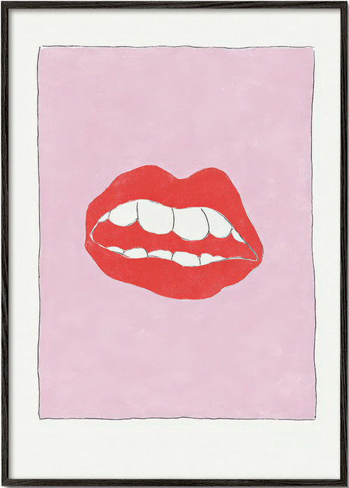 Illustration rote Lippen vor rosa Hintergrund