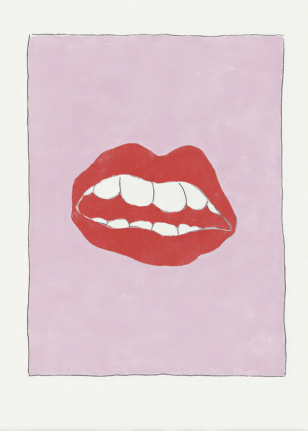 Illustration rote Lippen vor rosa Hintergrund