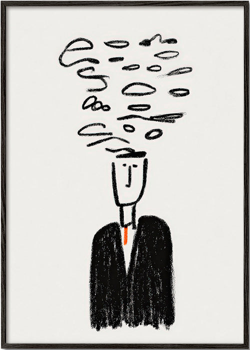 Minimalistische Illustration einer Figur mit Rauch