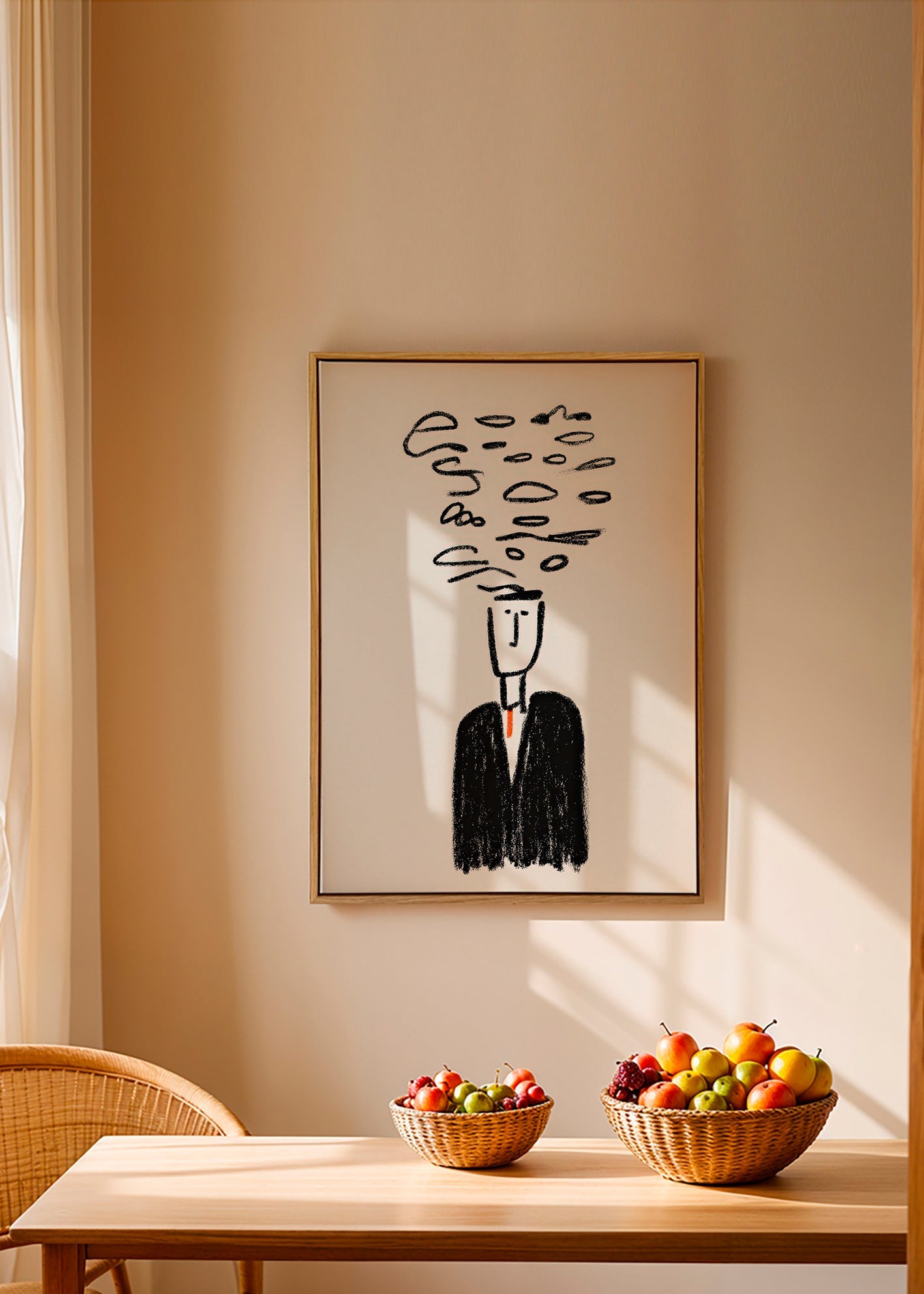 Minimalistische Illustration einer Figur mit Rauch