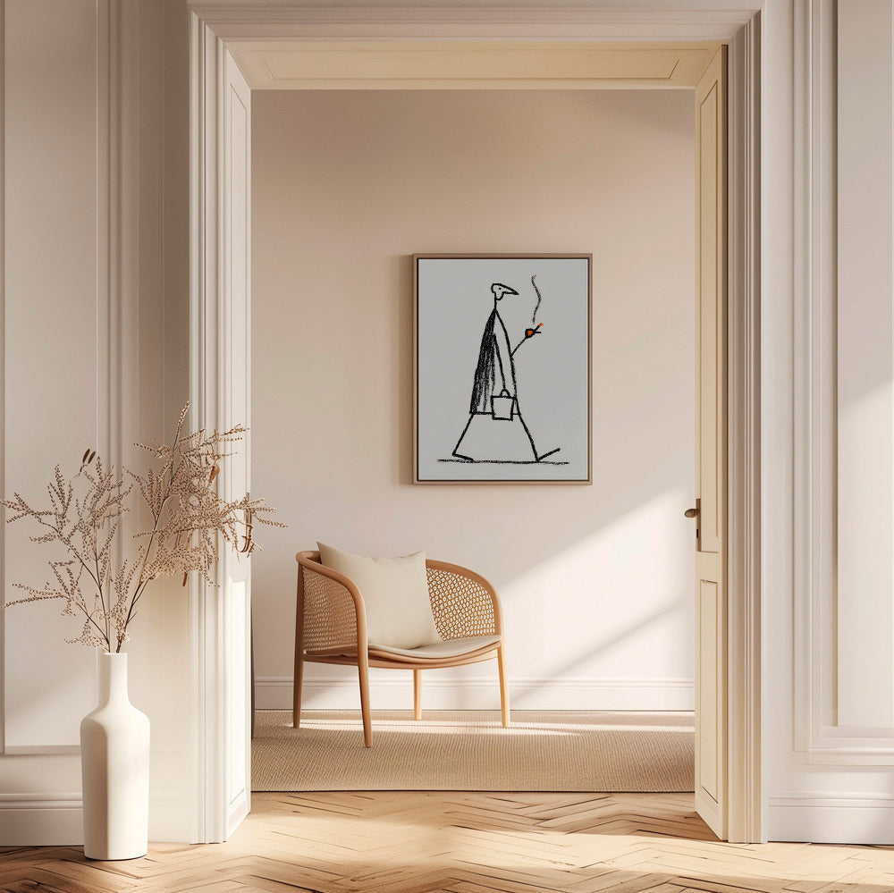 Minimalistische Illustration einer rauchenden Figur