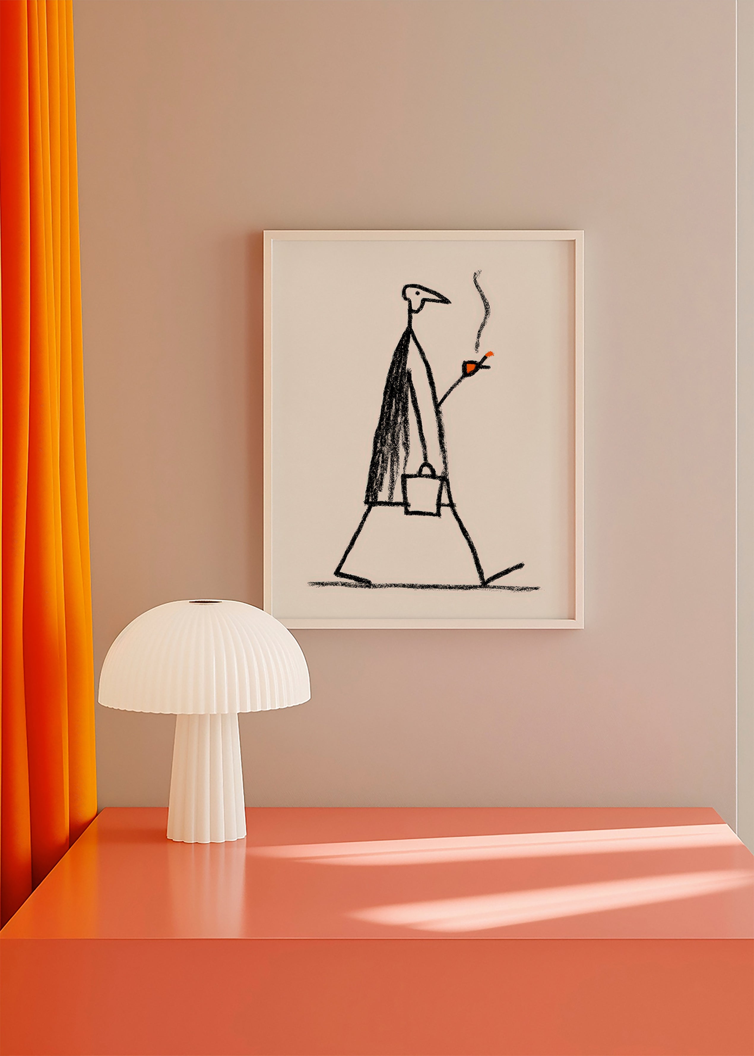 Minimalistische Illustration einer rauchenden Figur
