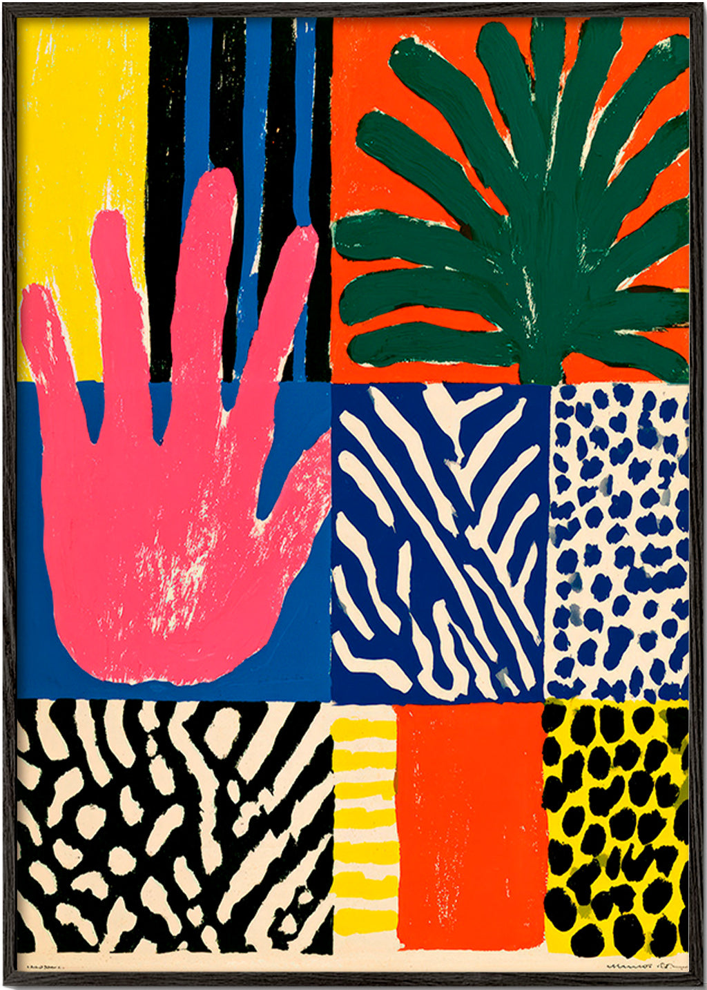 Botanischer Druck mit Hand und Texturen