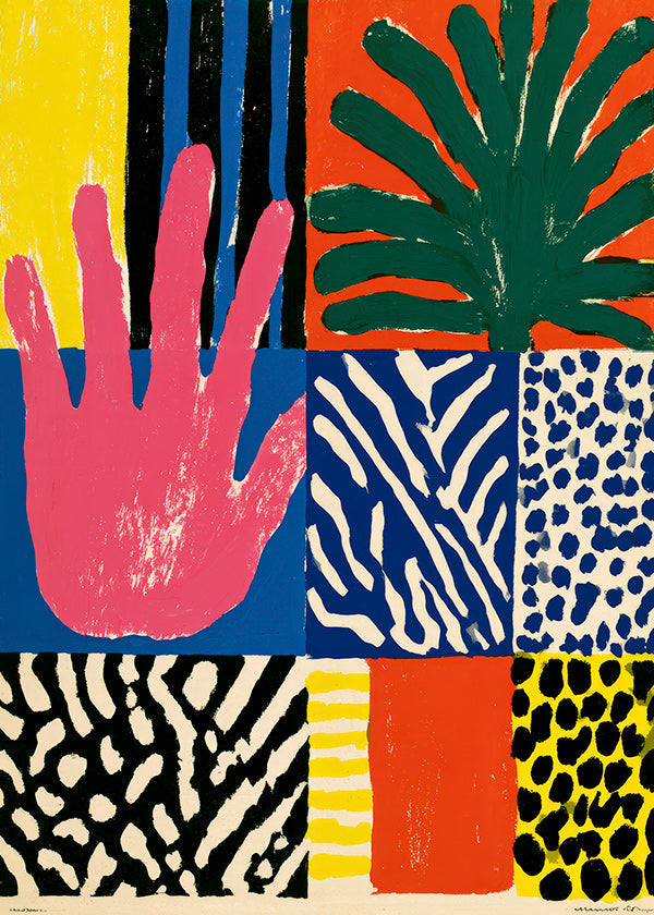 Botanischer Druck mit Hand und Texturen