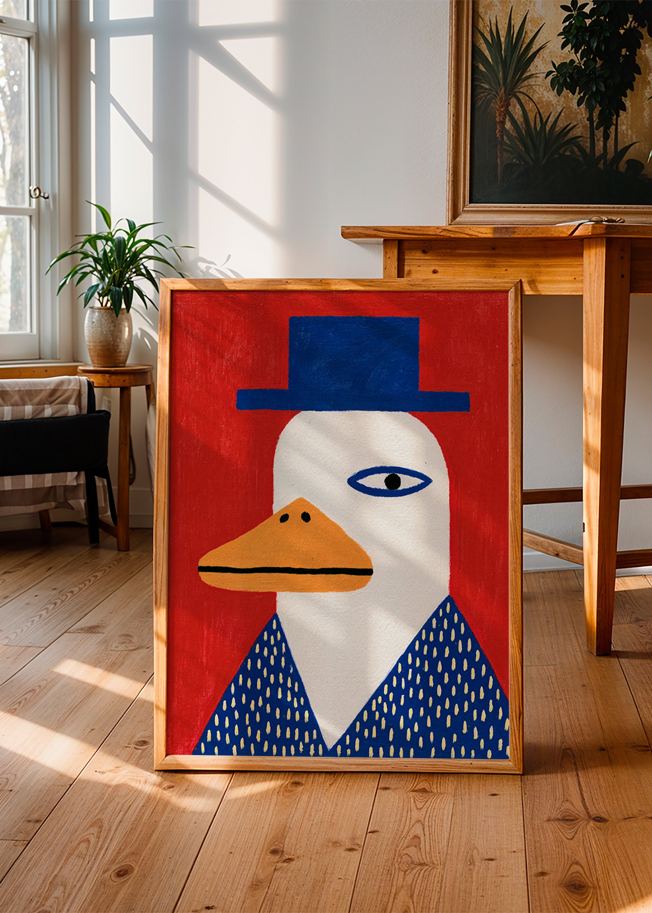 Ente mit blauem Hut