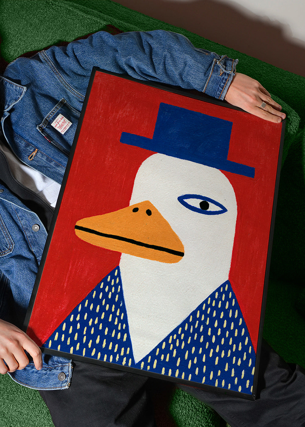Ente mit blauem Hut