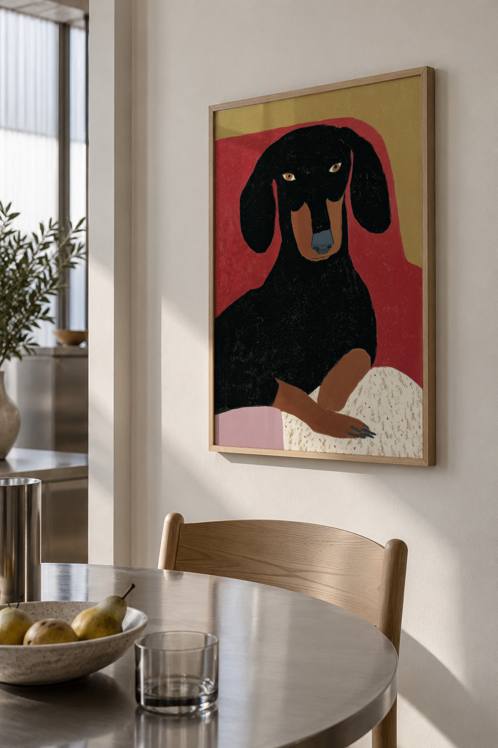 Black Dachshund - Framed poster in an interior