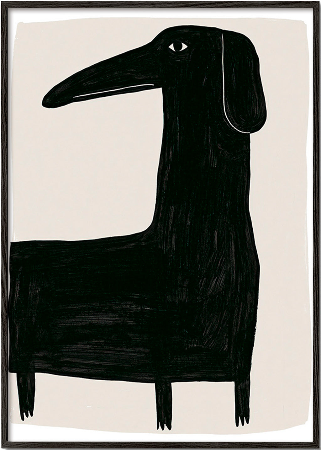 Kunstwerk schlanker schwarzer Hund