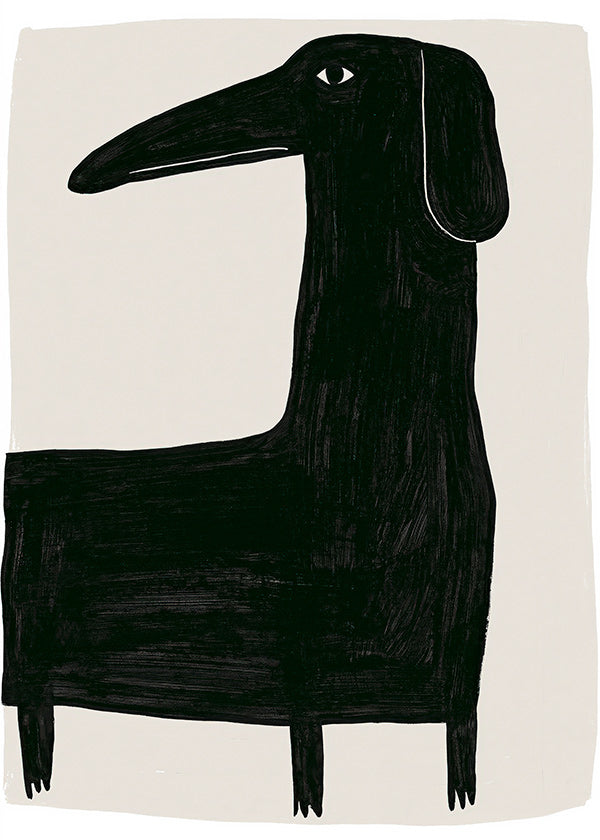 Kunstwerk schlanker schwarzer Hund