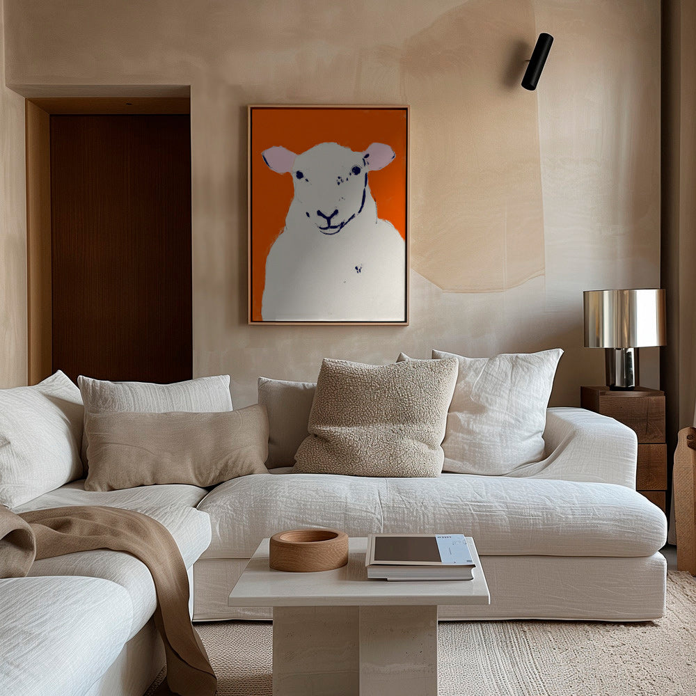 Kunstwerk weisses Schaf minimal