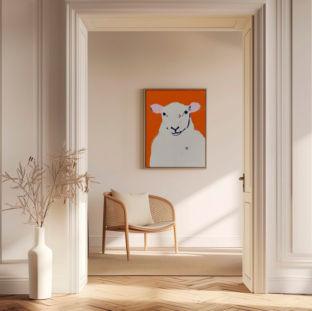 Kunstwerk weisses Schaf minimal