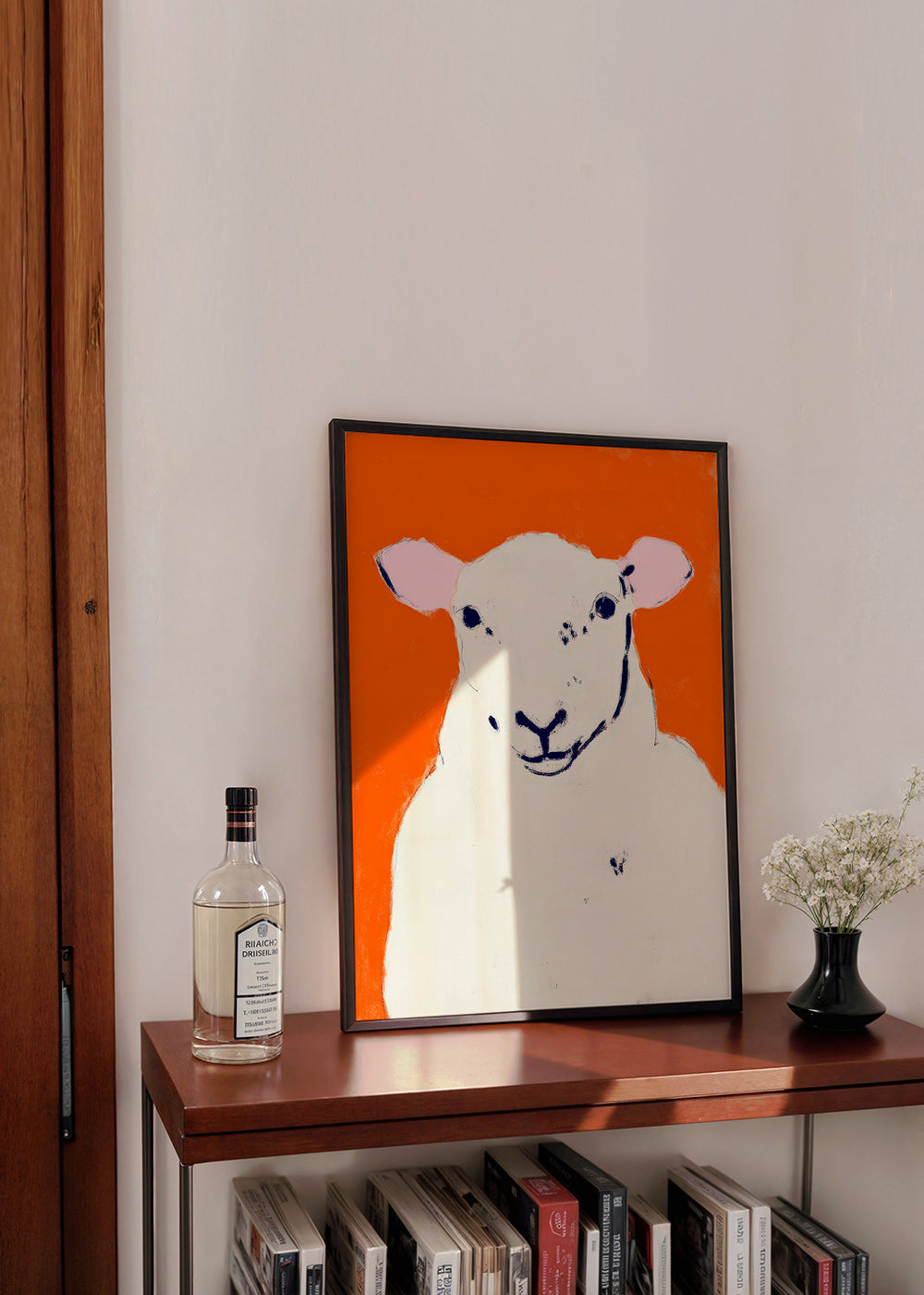 Kunstwerk weisses Schaf minimal