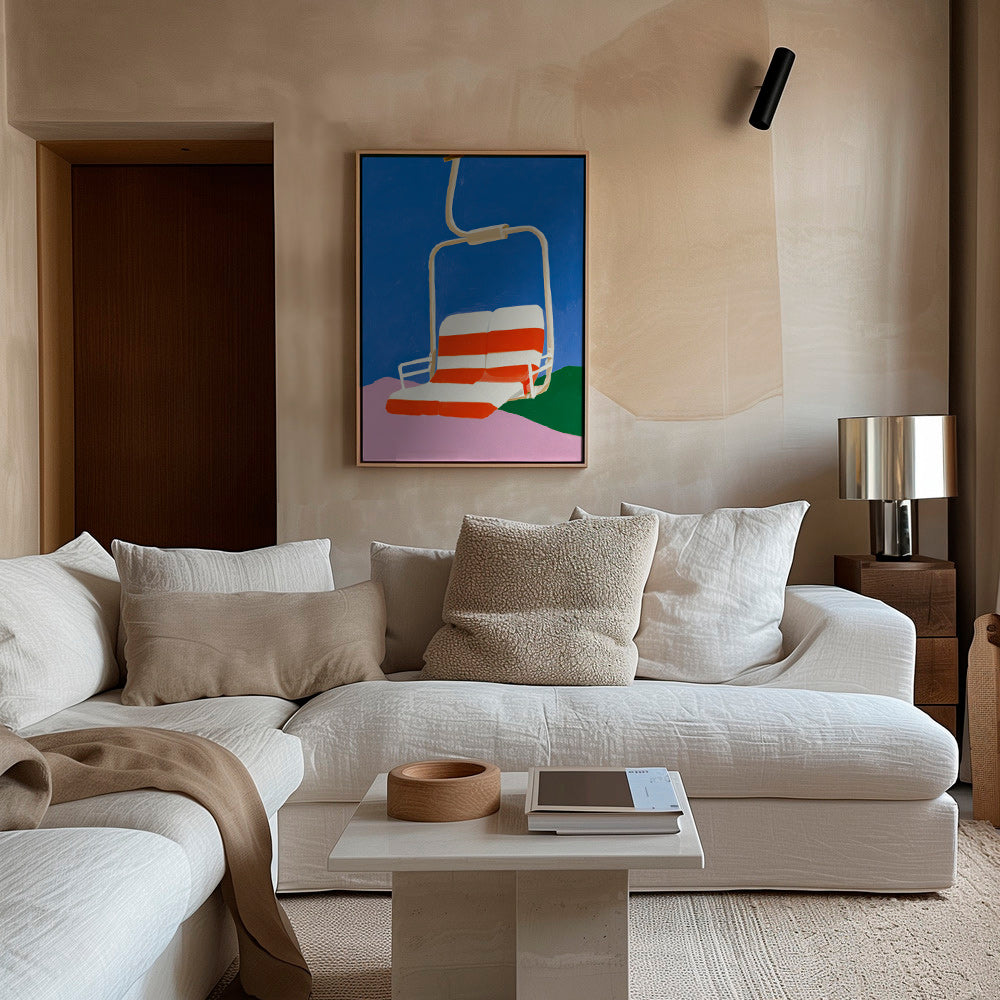 Illustration Sessellift mit gestreiftem Sitz