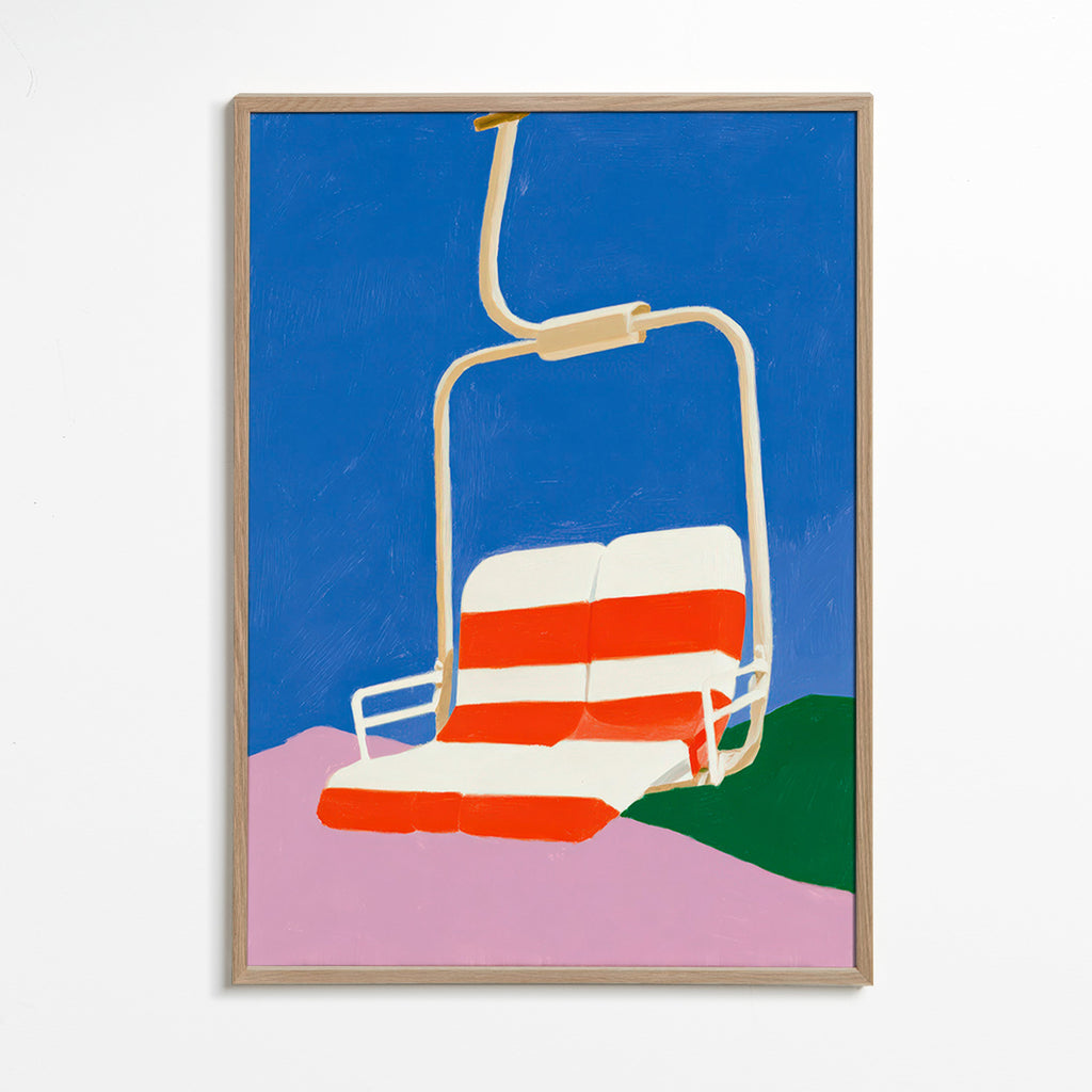 Illustration Sessellift mit gestreiftem Sitz