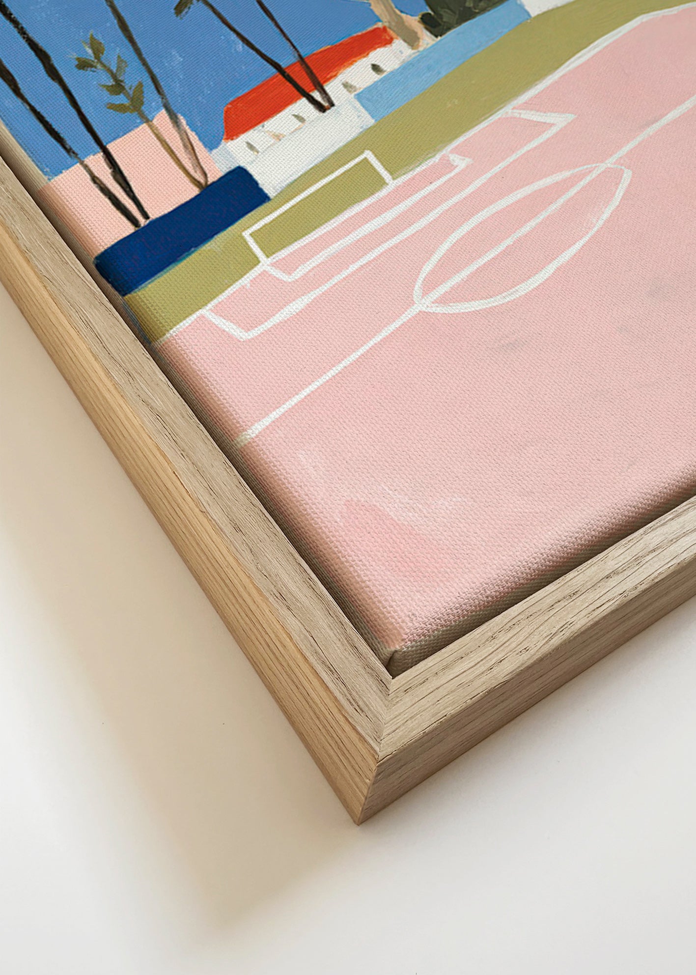 Sportkunst mit Spielfeld und Palmen