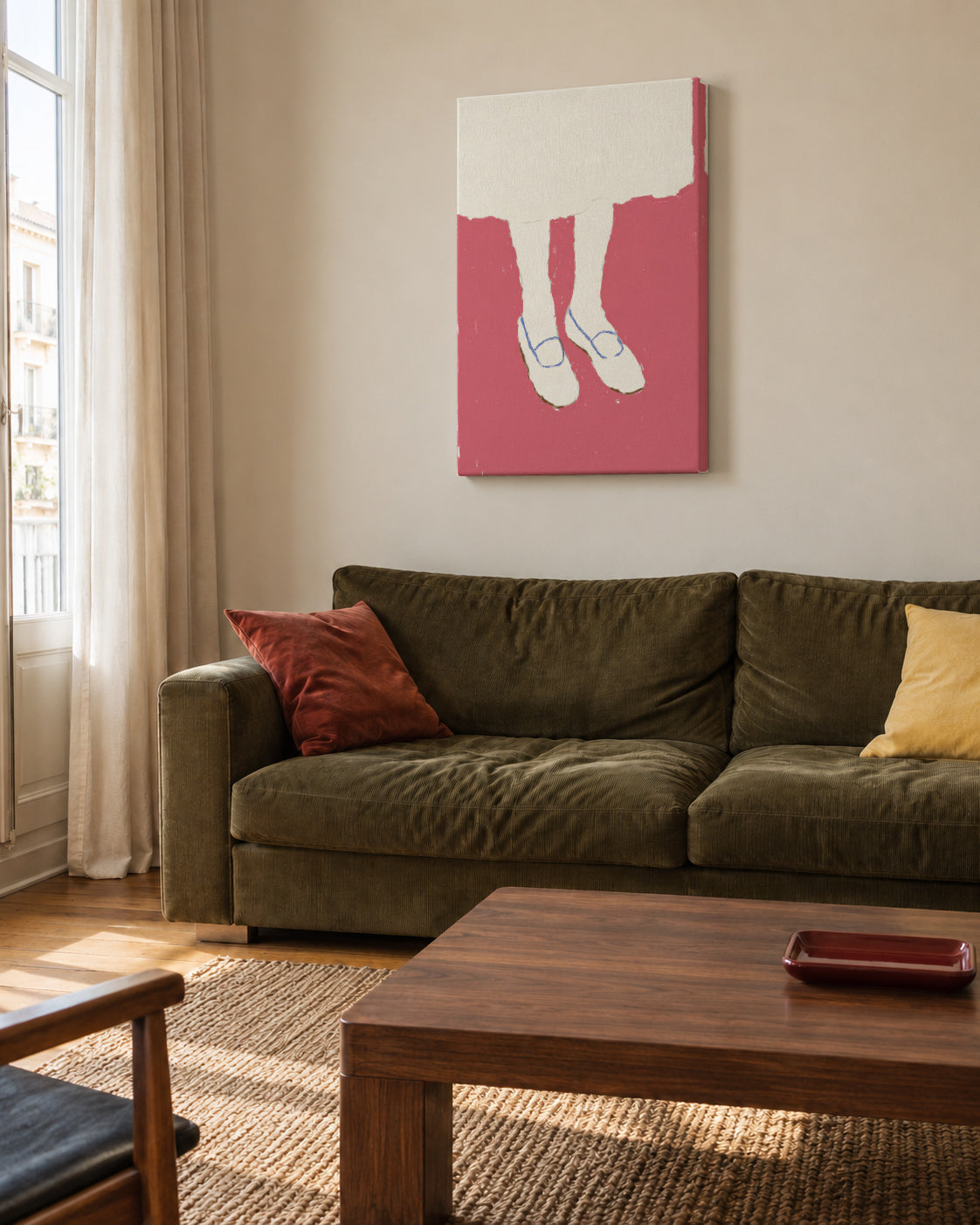 Pink Steps - Unframed canvas in an interior