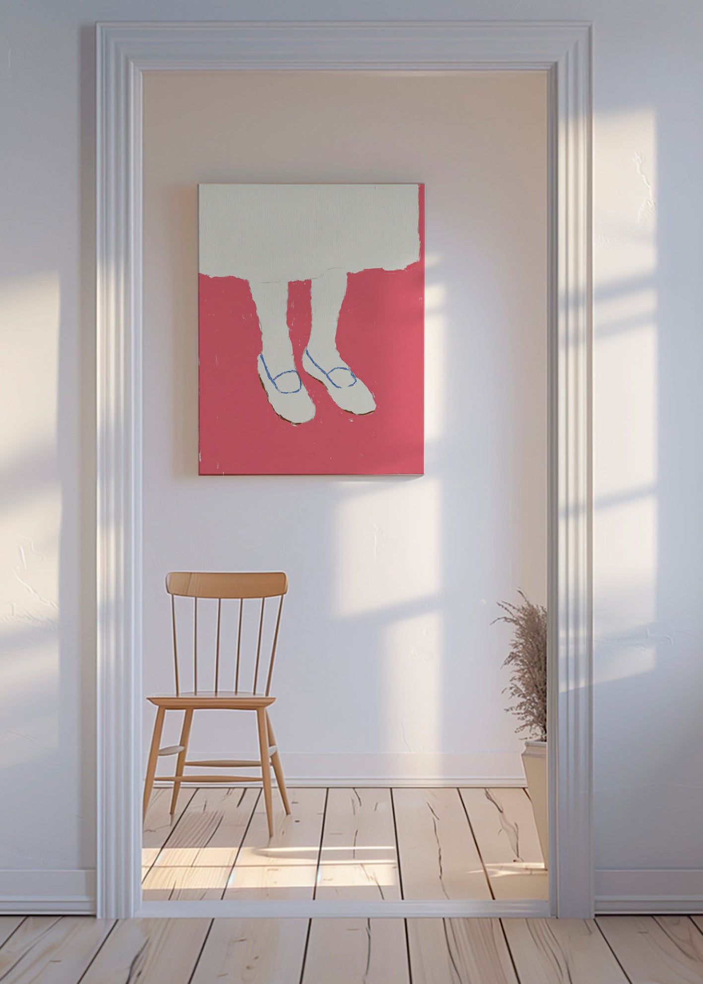 Illustration von Beinen mit rosa Schuhen