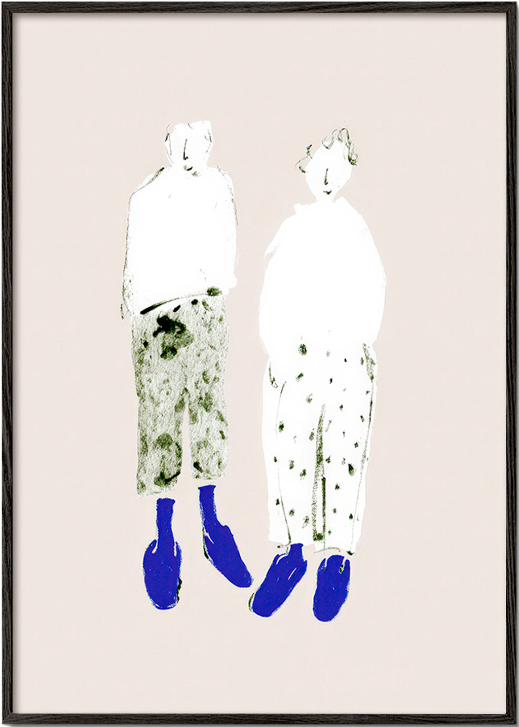 Minimalistische Paar-Illustration mit blauen Stiefeln