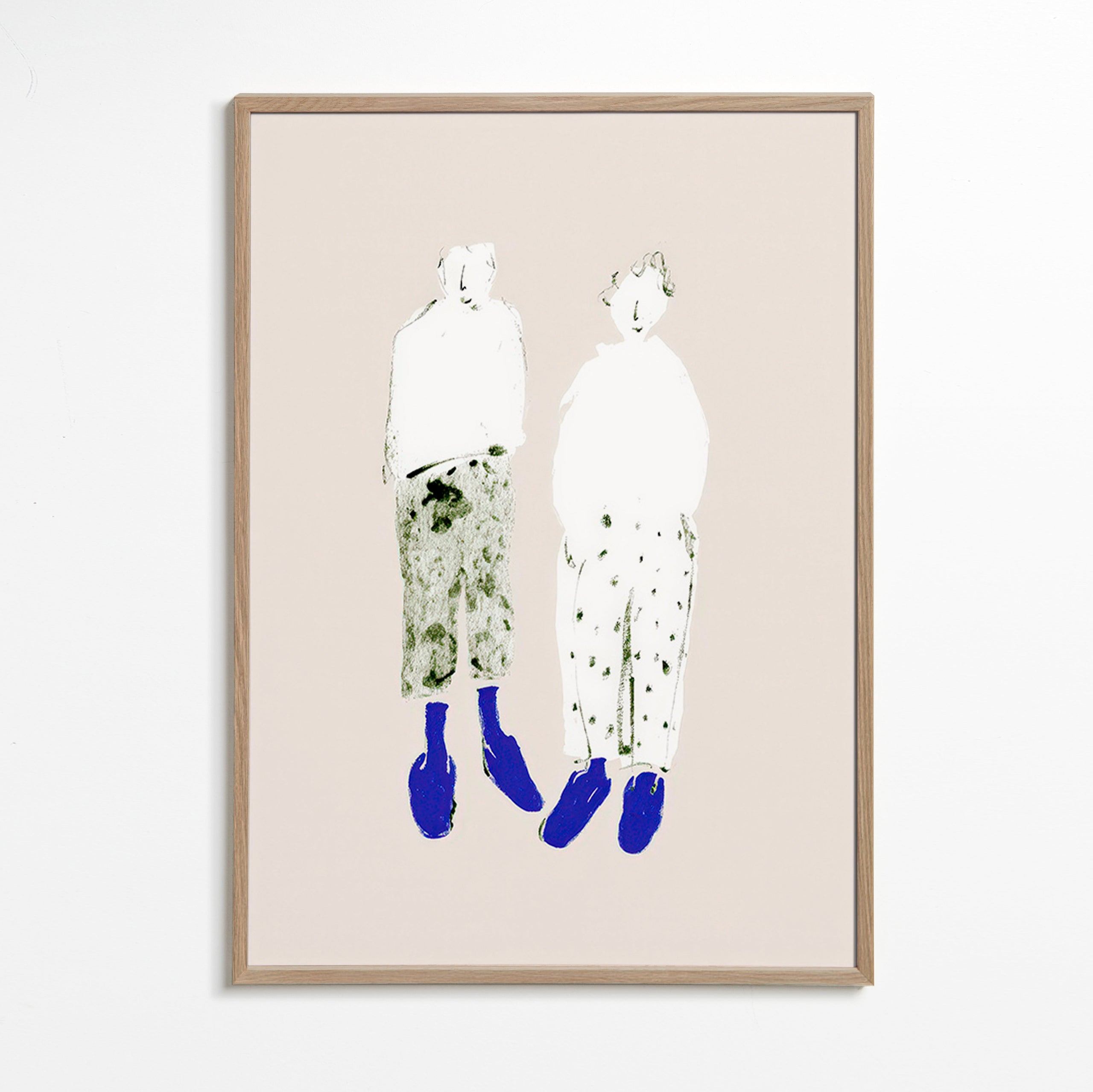 Minimalistische Paar-Illustration mit blauen Stiefeln