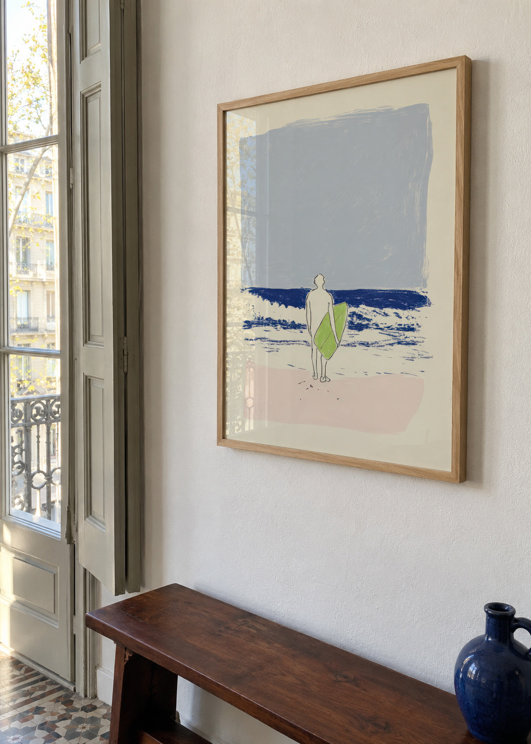 Solitary Swimmer - Framed poster in an interior