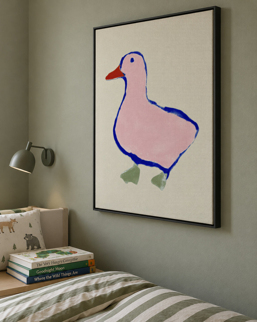 Soft Duckling - Framed canvas in an interior