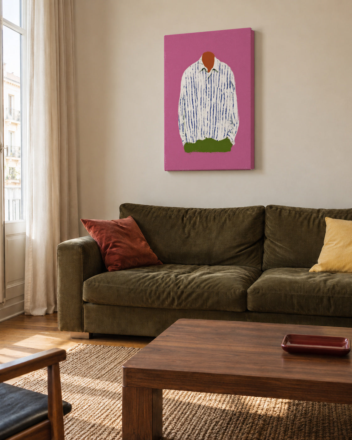 Striped Shirt - Unframed canvas in an interior