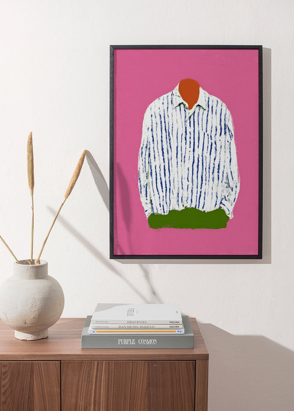 Illustration gestreiftes Hemd vor rosa Hintergrund