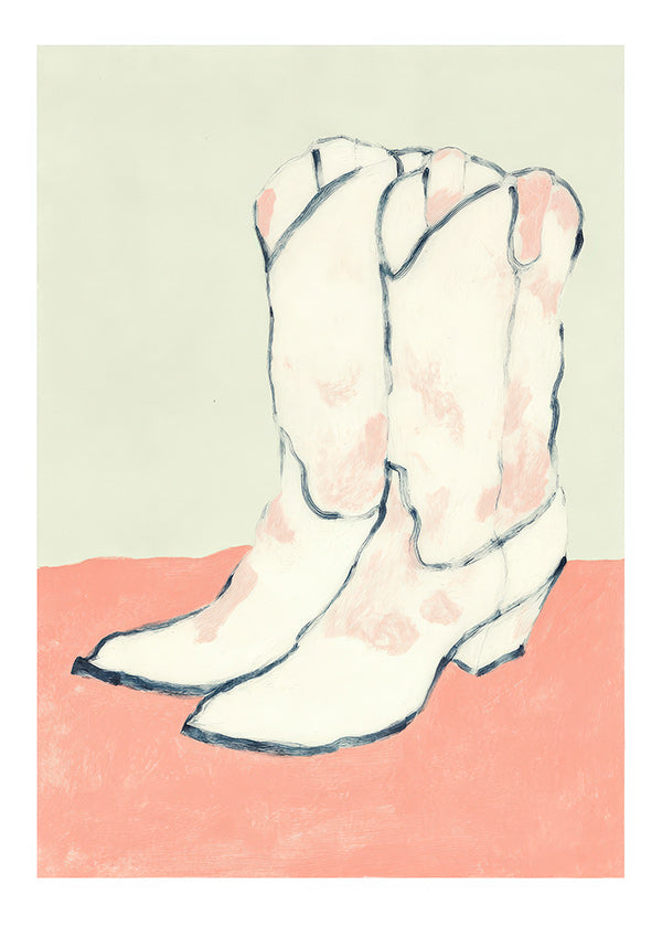 Illustration weiße Stiefel auf pastellgrund